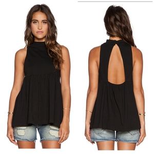 Free People Black Retro Mock Neck Tank XS